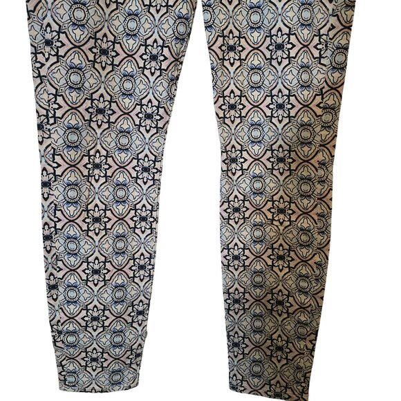 7 For All Mankind Pocket Jeggings White Blue Geometric Zip Button Skinny Jeans‎ - Picture 7 of 8
